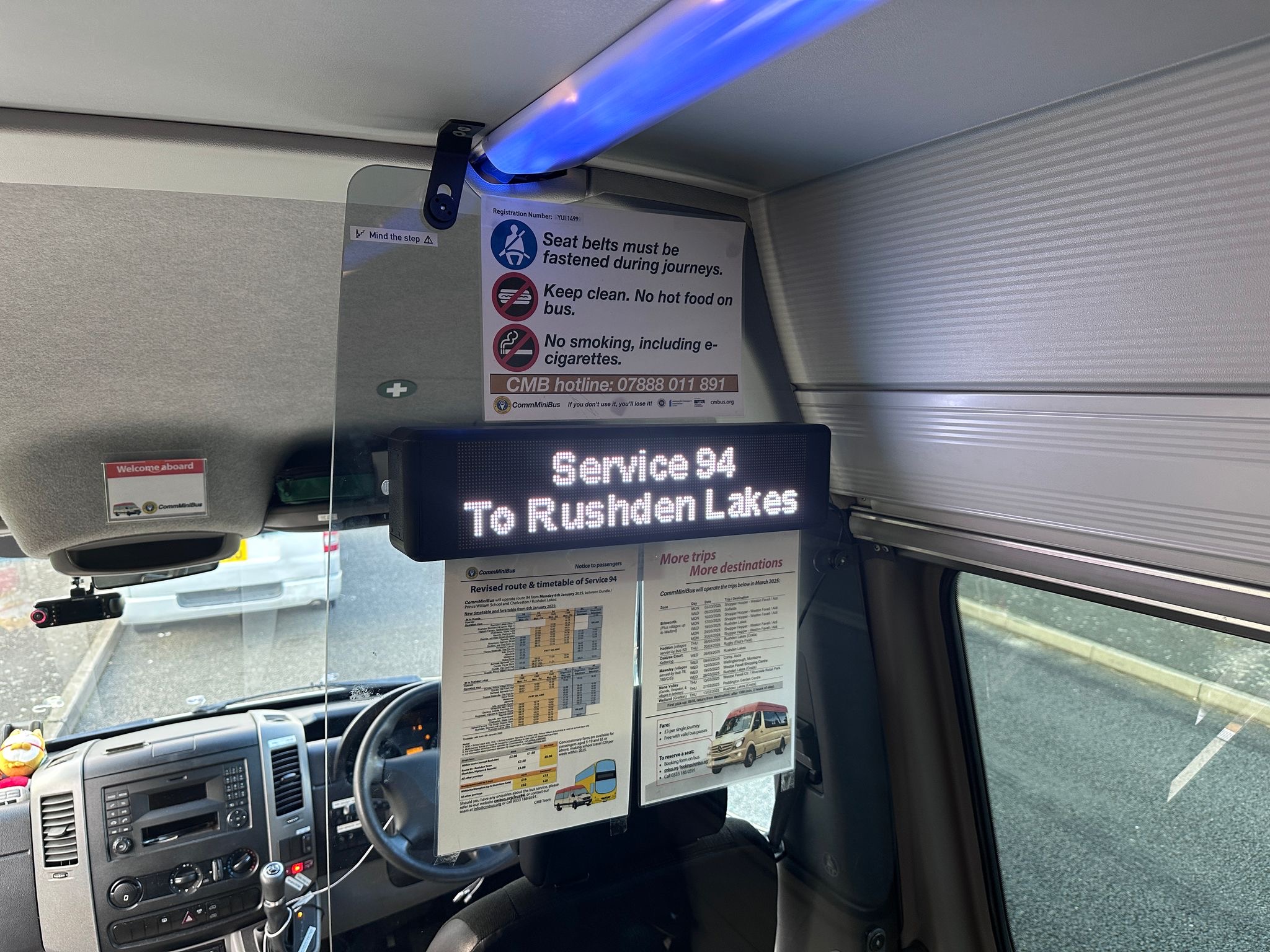 Alpha LED display showing service destination